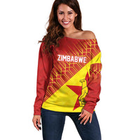 Custom Zimbabwe Cricket Off Shoulder Sweater Flame Warriors Zimbabwe Spirit - Wonder Print Shop