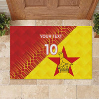 Custom Zimbabwe Cricket Rubber Doormat Flame Warriors Zimbabwe Spirit - Wonder Print Shop