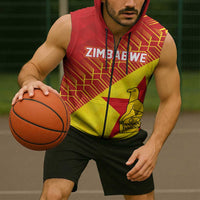 Custom Zimbabwe Cricket Sleeveless Zip Hoodie Flame Warriors Zimbabwe Spirit - Wonder Print Shop