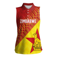 Custom Zimbabwe Cricket Women Sleeveless Polo Shirt Flame Warriors Zimbabwe Spirit - Wonder Print Shop