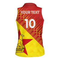 Custom Zimbabwe Cricket Women Sleeveless Polo Shirt Flame Warriors Zimbabwe Spirit - Wonder Print Shop