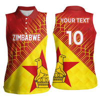 Custom Zimbabwe Cricket Women Sleeveless Polo Shirt Flame Warriors Zimbabwe Spirit - Wonder Print Shop
