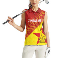 Custom Zimbabwe Cricket Women Sleeveless Polo Shirt Flame Warriors Zimbabwe Spirit - Wonder Print Shop