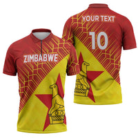 Custom Zimbabwe Cricket Zipper Polo Shirt Flame Warriors Zimbabwe Spirit - Wonder Print Shop