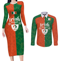 Custom Irish Rugby Couples Matching Long Sleeve Bodycon Dress and Long Sleeve Button Shirt Shamrock with Celtics Vibes The Half Style - Wonder Print Shop