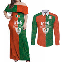 Custom Irish Rugby Couples Matching Off Shoulder Maxi Dress and Long Sleeve Button Shirt Shamrock with Celtics Vibes The Half Style - Wonder Print Shop