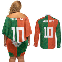 Custom Irish Rugby Couples Matching Off Shoulder Short Dress and Long Sleeve Button Shirt Shamrock with Celtics Vibes The Half Style - Wonder Print Shop