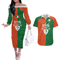 Custom Irish Rugby Couples Matching Off The Shoulder Long Sleeve Dress and Hawaiian Shirt Shamrock with Celtics Vibes The Half Style - Wonder Print Shop