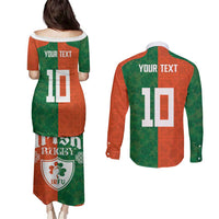 Custom Irish Rugby Couples Matching Puletasi and Long Sleeve Button Shirt Shamrock with Celtics Vibes The Half Style - Wonder Print Shop