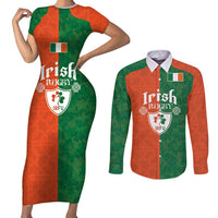 Custom Irish Rugby Couples Matching Short Sleeve Bodycon Dress and Long Sleeve Button Shirt Shamrock with Celtics Vibes The Half Style - Wonder Print Shop