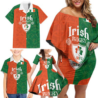 Custom Irish Rugby Family Matching Off Shoulder Short Dress and Hawaiian Shirt Shamrock with Celtics Vibes The Half Style - Wonder Print Shop