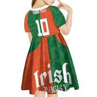 Custom Irish Rugby Kid Short Sleeve Dress Shamrock with Celtics Vibes The Half Style - Wonder Print Shop