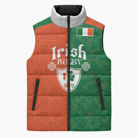 Custom Irish Rugby Sleeveless Puffer Jacket Shamrock with Celtics Vibes The Half Style - Wonder Print Shop
