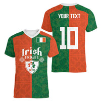 Custom Irish Rugby Women V-Neck T-Shirt Shamrock with Celtics Vibes The Half Style - Wonder Print Shop