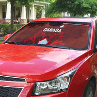 Canadian Rugby Auto Sun Shade Maple Leaves Sporty Art Style Red Color - Wonder Print Shop