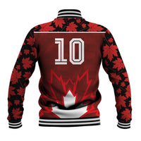Custom Canadian Rugby Baseball Jacket Maple Leaves Sporty Art Style Red Color - Wonder Print Shop