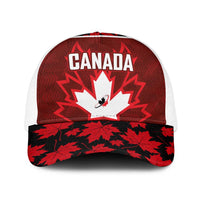 Canadian Rugby Baseball Net Cap Maple Leaves Sporty Art Style Red Color - Wonder Print Shop
