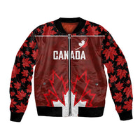 Custom Canadian Rugby Bomber Jacket Maple Leaves Sporty Art Style Red Color - Wonder Print Shop