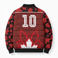 Custom Canadian Rugby Bomber Puffer Jacket Maple Leaves Sporty Art Style Red Color - Wonder Print Shop