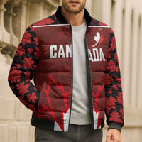 Custom Canadian Rugby Bomber Puffer Jacket Maple Leaves Sporty Art Style Red Color - Wonder Print Shop