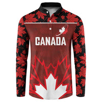 Custom Canadian Rugby Button Sweatshirt Maple Leaves Sporty Art Style Red Color - Wonder Print Shop