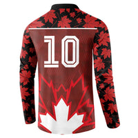 Custom Canadian Rugby Button Sweatshirt Maple Leaves Sporty Art Style Red Color - Wonder Print Shop
