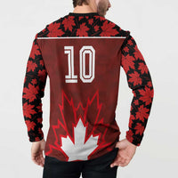 Custom Canadian Rugby Button Sweatshirt Maple Leaves Sporty Art Style Red Color - Wonder Print Shop