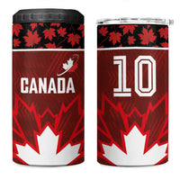 Custom Canadian Rugby 4 in 1 Can Cooler Tumbler Maple Leaves Sporty Art Style Red Color - Wonder Print Shop