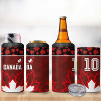 Custom Canadian Rugby 4 in 1 Can Cooler Tumbler Maple Leaves Sporty Art Style Red Color - Wonder Print Shop