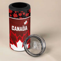 Custom Canadian Rugby 4 in 1 Can Cooler Tumbler Maple Leaves Sporty Art Style Red Color - Wonder Print Shop