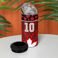 Custom Canadian Rugby 4 in 1 Can Cooler Tumbler Maple Leaves Sporty Art Style Red Color - Wonder Print Shop