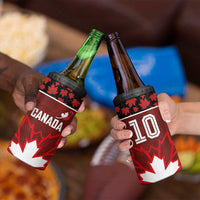 Custom Canadian Rugby 4 in 1 Can Cooler Tumbler Maple Leaves Sporty Art Style Red Color - Wonder Print Shop