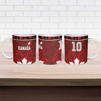 Custom Canadian Rugby Ceramic Mug Maple Leaves Sporty Art Style Red Color - Wonder Print Shop