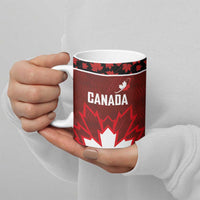 Custom Canadian Rugby Ceramic Mug Maple Leaves Sporty Art Style Red Color - Wonder Print Shop