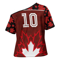 Custom Canadian Rugby Cross Shoulder Shirt Maple Leaves Sporty Art Style Red Color - Wonder Print Shop