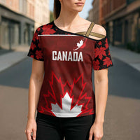 Custom Canadian Rugby Cross Shoulder Shirt Maple Leaves Sporty Art Style Red Color - Wonder Print Shop