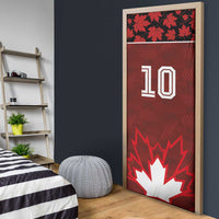 Custom Canadian Rugby Door Cover Maple Leaves Sporty Art Style Red Color - Wonder Print Shop