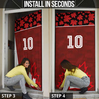Custom Canadian Rugby Door Cover Maple Leaves Sporty Art Style Red Color - Wonder Print Shop