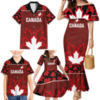 Custom Canadian Rugby Family Matching Mermaid Dress and Hawaiian Shirt Maple Leaves Sporty Art Style Red Color - Wonder Print Shop