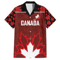Custom Canadian Rugby Family Matching Off The Shoulder Long Sleeve Dress and Hawaiian Shirt Maple Leaves Sporty Art Style Red Color - Wonder Print Shop