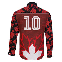 Custom Canadian Rugby Family Matching Off The Shoulder Long Sleeve Dress and Hawaiian Shirt Maple Leaves Sporty Art Style Red Color - Wonder Print Shop