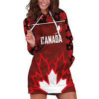 Custom Canadian Rugby Hoodie Dress Maple Leaves Sporty Art Style Red Color - Wonder Print Shop