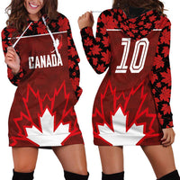 Custom Canadian Rugby Hoodie Dress Maple Leaves Sporty Art Style Red Color - Wonder Print Shop