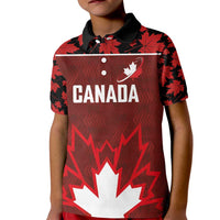 Custom Canadian Rugby Kid Polo Shirt Maple Leaves Sporty Art Style Red Color - Wonder Print Shop