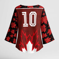 Custom Canadian Rugby Kimono Sleeve Blouse Maple Leaves Sporty Art Style Red Color - Wonder Print Shop