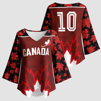 Custom Canadian Rugby Kimono Sleeve Blouse Maple Leaves Sporty Art Style Red Color - Wonder Print Shop