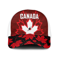 Canadian Rugby Mesh Trucker Cap Maple Leaves Sporty Art Style Red Color - Wonder Print Shop