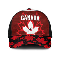Canadian Rugby Mesh Trucker Cap Maple Leaves Sporty Art Style Red Color - Wonder Print Shop