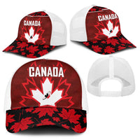 Canadian Rugby Mesh Trucker Cap Maple Leaves Sporty Art Style Red Color - Wonder Print Shop