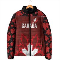 Custom Canadian Rugby Padded Jacket Maple Leaves Sporty Art Style Red Color - Wonder Print Shop
